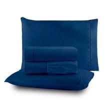 Roupa de Cama Lençol 400 Fios Completo Percal 4 Peças Ponto Palito Anti-pilling com Toque 100% Macio Premium