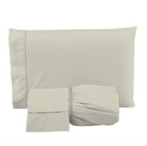 Roupa de Cama Queen 400 Fios 3 Peças Toque Acetinado 100% Macio Bege Roupa de Cama Queen 400 Fios 3 Peças Toque Acetinado 100% Macio Bege