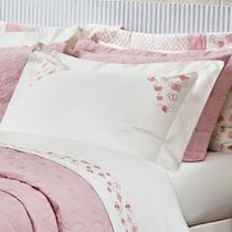 Roupa de Cama Solteiro Clara 200 Fios 100% Algodão 03 Peças - Palha / Rosa