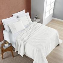 Roupa de Cama Solteiro London 200 Fios Bordado Inglês Off White