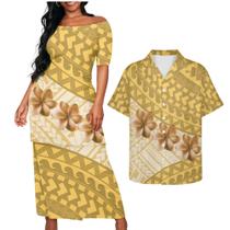 Roupa de casal QUJUFOZY Samoan Dress Puletasi para mulheres 3GG Roupa de casal QUJUFOZY Samoan Dress Puletasi para mulheres 3GG