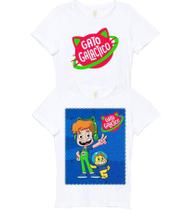 Roupa De Criança Camiseta Infantil Gato Galactico Kit 2 peças