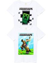 Roupa De Criança Camiseta Infantil Minecraft Kit 2 peças