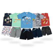 Roupa De Criança Para Menino 5 Conjunto Infantil Masculino Camiseta e Bermuda (short)