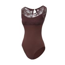 Roupa de dança feminina de balé de renda sem mangas da Leotard Lanbodance