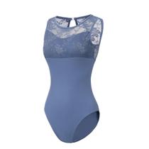 Roupa de dança feminina de balé de renda sem mangas da Leotard Lanbodance