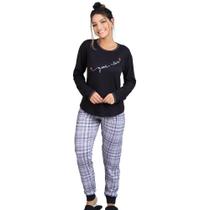 Roupa De Dormir Feminina Pijama Feminino Estampado Para O Inverno Frio Blusa Manga Longa E Calça - Cia do Corpo