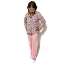 Roupa De Dormir Pijama Blusa Comprida Com Botao E Calça De Frio Tamanhos Grandes XG XGG EXG - Cia do Corpo