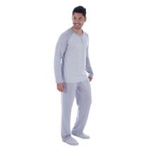 Roupa De Dormir Plus Size Masculino Pijama Canelado Conjunto De Blusa Manga Longa E Calça Lisa