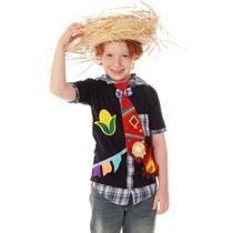 Roupa de Festa Junina Infantil AZUL + GRAVATA VERMELHA
