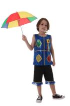 Roupa de Frevo AZUL Menino LUXO + Guarda Chuva - Quimera Kids