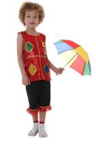 Roupa de Frevo VERMELHO Menino LUXO + Guarda Chuva