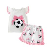 Roupa de futebol infantil para meninas mlpeerw Soccer Bow bordada Roupa de futebol infantil para meninas mlpeerw Soccer Bow bordada