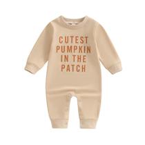 Roupa de Halloween para bebês MozikQin Pumpkin Patch Romper 12-18M