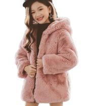 Roupa de inverno, jaqueta de pele com capuz para meninas ASHER FASHION