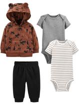 Roupa de lã Simple Joys de 4 peças para bebês, Brown Moose 24M Roupa de lã Simple Joys de 4 peças para bebês, Brown Moose 24M