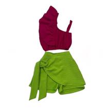 Roupa De Menina Cropped E Short Saia Novidade Coleção Verão