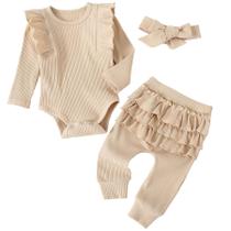 Roupa de menina Fullfamous, macacão e faixa de cabeça 3-6M