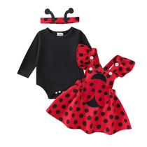 Roupa de menina Saliuentm Halloween Romper Ladybug Saia Roupa de menina Saliuentm Halloween Romper Ladybug Saia