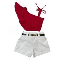 Roupa De Natal Feminina Infanto Juvenil Cropped E Short Luxo