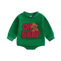 Roupa de Natal MozikQin Sweatshirt Romper para bebê 0-3M