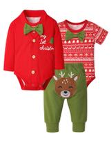 Roupa de Natal para bebês Abbence 9-12 meses vermelha verde