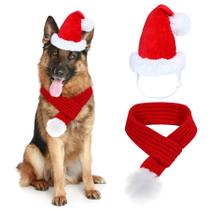 Roupa de Natal para Cães GOYOSWA - Chapéu e Cachecol de Papai Noel