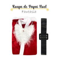 Roupa de Papai Noel Veludo Tamanho Único Com Blusão Calça Gorro Cinto e Barba