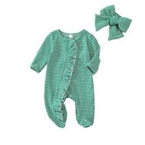 Roupa de peça única Ayalinggo Newborn Ruffle Zip Green 6-12M