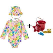 Roupa de Praia Bebê com Proteção Uv50 kit com Baldinho de Areia Menina Menino Roupa de Praia Bebê com Proteção Uv50 kit com Baldinho de Areia Menina Menino