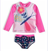 Roupa De Praia Bebe Menina Camisa Uv Calcinha Biquini Tiptop