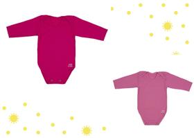 Roupa de praia infantil com proteção FPS50 body rosa liso