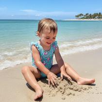 Roupa De Praia Infantil Menina Maiô Estampado Forrado Com Proteção Solar Uv50