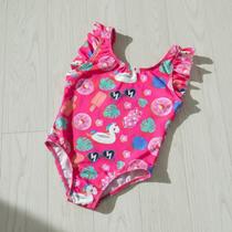Roupa De Praia Infantil Menina Maiô Estampado Forrado Com Proteção Solar Uv50