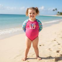 Roupa de Praia Juvenil Menina Maiô Manga Longa Proteção Solar UV50