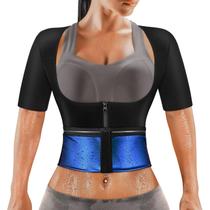 Roupa de sauna MATKAO, colete para perda de peso, com zíper, azul, 4XL Roupa de sauna MATKAO, colete para perda de peso, com zíper, azul, 4XL