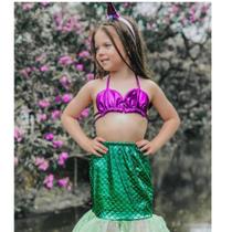 Roupa de sereia infantil Top e Saia Lindo do 4 ao 8 a pronta entrega