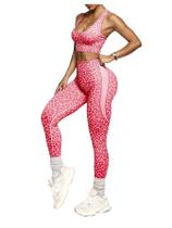 Roupa de treino WDIRARA Leopard, camiseta regata e leggings para mulheres Roupa de treino WDIRARA Leopard, camiseta regata e leggings para mulheres