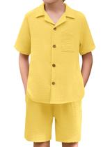 Roupa de verão Haloumoning Boys, camisa e shorts de praia, de 5 a 14 anos Roupa de verão Haloumoning Boys, camisa e shorts de praia, de 5 a 14 anos