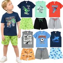 Roupa de Verão Infantil Masculina Menino Kit 5 Conjuntos de Camisetas ou Regatas e Bermudas Shorts Roupa de Verão Infantil Masculina Menino Kit 5 Conjuntos de Camisetas ou Regatas e Bermudas Shorts
