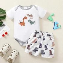 Roupa de Verão para Bebê (0-1 ano) - Conjunto 2 Peças com Estampa de Dinossauro