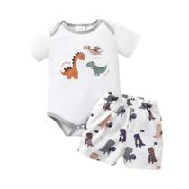 Roupa de Verão para Bebês (0-1 ano) - Conjunto 2 Peças com Estampa de Dinossauro