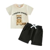 Roupa de verão Rarjuiey Toddler Baby Boy Raccoon 12-18 meses Roupa de verão Rarjuiey Toddler Baby Boy Raccoon 12-18 meses