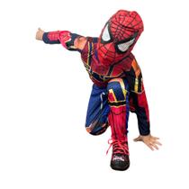 Roupa Fantasia Infantil Homem Aranha Dourado Longa C Mascara