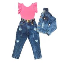 Roupa Feminina Infantil Blusa Calça E Jaqueta Criança Luxo - Ak Fashion Kids