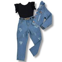 Roupa Feminina Infantil Blusa Calça E Jaqueta Criança Luxo