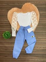 Roupa Feminina Infantil Blusa Tule Calça Jogger Blogueirinha