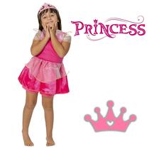 Roupa Feminina Vestido de Princesa Rosa e Coroa de Rainha