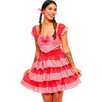 Roupa Festa Junina Adulta Feminina Conjunto Jurema Xadrez Vermelho Top e Saia Rodada Roupa Festa Junina Adulta Feminina Conjunto Jurema Xadrez Vermelho Top e Saia Rodada