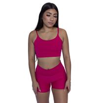Roupa Fit De Academia Short + Top Alcinha Poliamida Fitness Premium